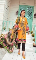 3 Meter Printed Shirt With Front Embroidered 2.5 Meter Lawn Dupatta 2.5 Meter Cotton Trousers