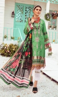 3 Meter Printed Shirt With Front Embroidered 2.5 Meter Lawn Dupatta 2.5 Meter Cotton Trousers