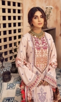 Front 1.33-meter cotton Khaddar embroidered Back 1.33-meter cotton Khaddar embroidered Sleeves 0.90-meter cotton Khaddar embroidered Trousers 2.5-meter plain cotton Khaddar Duppata 2.5-meter Slub Linen printed