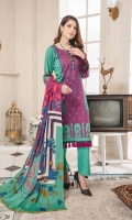 1.25-Meter Front Printed and Embroidered 1.25-Meter Printed Back 0.5-Meter Printed Sleeves 2.5-Meter Lawn Printed Dupatta 2.5-Meter Cotton Trousers