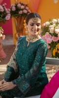 EMBROIDERED CHIFFON FRONT WITH HAND EMBELLISHMENT EMBROIDERED CHIFFON SLEEVES EMBROIDERED CHIFFON BACK EMBROIDERED ORGANZA BORDER PATCH FRONT AND BACK EMBROIDERED ORGANZA FRONT BORDER PATTI WITH HAND EMBELLISHMENT EMBROIDERED ORGANZA BACK BORDER PATTI EMBROIDERED ORGANZA SLEEVES PATCH EMBROIDERED RAW SILK NECKLINE WITH HAND EMBELLISHMENT EMBROIDERED CHIFFON DUPATTA EMBROIDERED ORGANZA DUPATTA BORDER EMBROIDERED ORGANZA DUPATTA PALLU RAW SILK DYED TROUSER RAW SILK DYED INNER