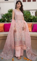 EMBROIDERED CHIFFON FRONT WITH HAND EMBELLISHMENT EMBROIDERED ORGANZA PANNEL PATTI EMBROIDERED CHIFFON BACK EMBROIDERED CHIFFON SLEEVES EMBROIDERED ORGANZA FRONT & BACK BORDER EMBROIDERED RAW SILK FRONT DAMAN BORDER 2 WITH HAND EMBELLISHMENT EMBROIDERED RAW SILK DAMAN BORDER 2 BACK EMBROIDERED CHIFFON SLEEVES EMBROIDERED ORGANZA SLEEVE PATCH EMBROIDERED ORGANZA SLEEVE PATTI EMBROIDERED ORGANZA DUPATTA EMBROIDERED ORGANZA DUPATTA PALLU 1 EMBROIDERED ORGANZA DUPATTA PALLU 2 RAW SILK DYED TROUSER RAW SILK DYED INNER