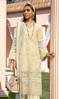 Embroidered Schiffli Lawn Front Embroidered Front Border Back & Sleeves Lawn Embroidered Lawn Sleeves Patti Organza Sleeves Patch Chiffon Dupatta Foiled Organza Dupatta Border Dyed Cotton Trouser Embroidered Trouser Patch