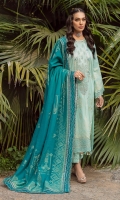 Embroidered Jacquard Lawn Shirt Embroidered Jacquard Dupatta Plain Dyed Cotton Trouser