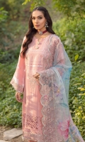 Embroidered Jacquard Lawn Shirt Embroidered With Panni Work Organza Printed Dupatta Plain Dyed Cotton Trouser