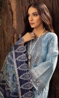 Embroidered Jacquard Lawn Shirt Embroidered With Panni Work Organza Printed Dupatta Plain Dyed Cotton Trouser