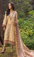 Embroidered Jacquard Lawn Shirt Embroidered & sequined Jacquard Dupatta Plain Dyed Cotton Trouser