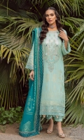 Embroidered Jacquard Lawn Shirt Embroidered Jacquard Dupatta Plain Dyed Cotton Trouser
