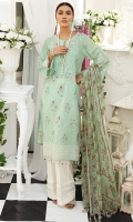 Embroidered Swiss Lawn Front Digital Printed Swiss Lawn Back Dyed Cotton Trouser Printed Bamber Chiffon Dupatta