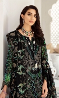 Embroidered Chiffon Front With Hand-Embellishment Embroidered Tissue Border With Hand-Embellishment Embroidered Chiffon Back Embroidered Back Tissue Border Embroidered Chiffon Sleeves Embroidered Tissue Border For Sleeves Embroidered Chiffon Dupatta Dyed Inner Shirt Lining Trouser Raw Silk 4 Piece Suit