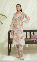 2 piece Ready-To-Wear printed slub khaddar shirt with trouser