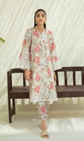 2 piece Ready-To-Wear printed slub khaddar shirt with trouser