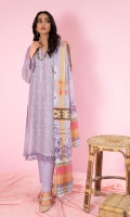 3 piece Ready-To-Wear embroidered schiffli cotton shirt with beaded neckline, cotton trouser and jacquard organza dupatta
