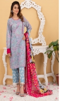 • Printed Lawn Shirts, with • Printed Lawn Dupattas, • & Printed Trousers.