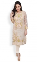 Heavily embroidered organza shirt with slip Straight cut with straight full sleeves