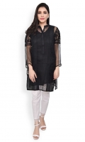 Organza ready to wear formal shirt Embroidery on the front Straight cut with straight full sleeves
