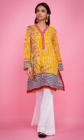 100% Lawn ready to wear digital printed shirt. V-neckline with band. Straight shirt and straight full sleeves.