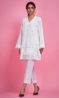 Chiffly kurta. V-neck with three dangling pearl tassels. Straight shirt and straight full sleeves with pearl lace.