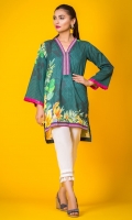 100% Lawn ready to wear digital printed shirt V-neckline with band, highlow shirt with full sleeves