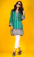 100% Lawn ready to wear digital shirt Overlapped band neckline Straight shirt with straight sleeves with lace accents