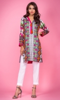 100% Lawn ready to wear shirt V-neckline with band and tassels Straight shirt and straight sleeves