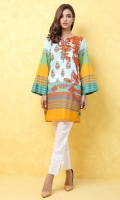 100% Lawn ready to wear digital shirt Round V-neckline with pipine  Boxy shirt with flared sleeves