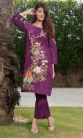 Stitched Lawn Shirt Round Neck Embroidered Front Plain Back & Sleeves