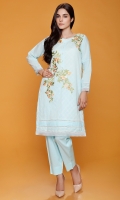 A Long Ferozi Shirt With Beautiful Floral Embroidery On Front