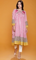 Round Neck Printed Kurta With Flare &Embroidered Motifs Around Neck