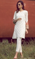 2 Pc Stitched Dress Fully Embroidered Front Embroidered Sleeves.Linen Trouser With Frills