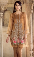 2PC STITCHED DRESS.POLY NET SHIRT  EMBROIDERED FRONT  STITCHED INNER  EMBROIDERED BELL SHAPED Sleeves  PLAIN BACK.CAMBRIC TROUSER
