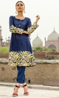 2 PC STITCHED DRESS EMBROIDERED DAAMAN FANCY NECK LINE BUTTONS EMBROIDERED SLEEVES STRAIGHT TROUSER WITH TASSELS