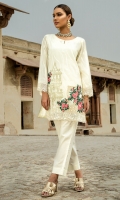 3 PC STITCHED DRESS TILLA EMBROIDERED FRONT EMBROIDERED SLEEVES,RESHAM COTTON SLIP  PLAIN TROUSER