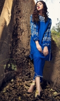 2 PC STITCHED DRESS EMBROIDERED BAN COLLAR AND SLEEVES SLUB TROUSER