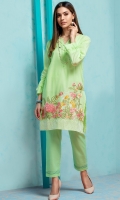 Stitched Lawn Shirt Boat Neck With Slit Frill At Neck Line Embroidered Front Sleeves With Frills Plain Back