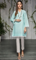 Stitch Lawn Shirt V Neck With Croatia Lace Neck Line Pearls Front Border Lace Sleeves With Border Lace