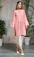 STITCHED LAWN SHIRT PRINTED FRONT WITH NECK LINE PEARLS SLEEVES WITH PRINTED BORDERS & KINARI LACE PLAIN BACK