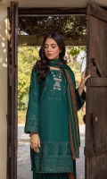 Embroidered Woolen Italian Front: 1.25 Mtrs Plain Woolen Italian Back: 1.25 Mtrs Embroidered Woolen Italian Sleeves: 0.7 Mtrs Woolen Kashmiri Shawl: 2.5 Mtrs Plain Dyed Italian Trousers: 2.5 Mtrs