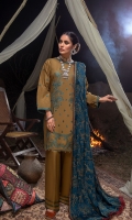 Embroidered Shirt Front: 1.25 Mtrs  Plain Shirt Back: 1.25 Mtrs  Embroidered Sleeves: 0.7 Mtrs  Woolen Italian Embroidered Shawl: 2.5 Mtrs  Plain Trouser: 2.5 Mtrs