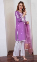 Embroidered Shirt Organza Dyed Dupatta Cotton Trouser