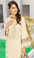 2.5 meters Embroidered Jacquard lawn shirt 0.5 meter Jacquard lawn embroidered sleeves 2.5 meters plain trouser 2.5 meters chiffon Dupatta
