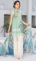 2.5 meters Embroidered Jacquard lawn shirt 0.5 meter Jacquard lawn embroidered sleeves 2.5 meters plain trouser 2.5 meters chiffon Dupatta
