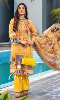 Printed Lawn Embroidered Front Printed Lawn Back Printed Lawn Sleeves Printed Chicken Kari Chiffon Dupatta Dyed Cambric Trouser