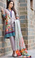 Shirt (2.3M) - Slub Khaddar  Shawl (2.5M) - 100 Wool  Lower (2M) - Cambric Cotton  Embroidery - Neckline  Sleeve – Patti + Border