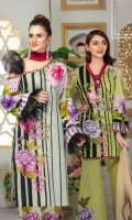 Three pcs embroidered linen suit with chiffon dupatta