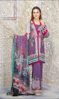 Three pcs embroidered linen suit with chiffon dupatta Three pcs embroidered linen suit with chiffon dupatta