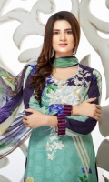 Three pcs embroidered linen suit with chiffon dupatta