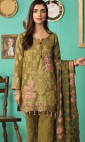 Embroidered Jacquard Shirt Embroidered Chiffon Dupatta Dyed Trouser