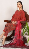 Embroidered Woolen Peach Front : 1.25 Meters Plain Woolen Peach Back : 1.25 Meters Embroidered Woolen Peach Sleeves : 0.7 Meters Printed Woolen Peach Dupatta : 2.5 Meters Plain Woolen Peach Trouser : 2.5 Meters