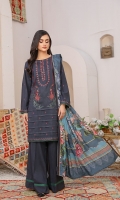 Embroidered Woolen Peach Front : 1.25 Meters Plain Woolen Peach Back : 1.25 Meters Embroidered Woolen Peach Sleeves : 0.7 Meters Printed Woolen Peach Dupatta : 2.5 Meters Plain Woolen Peach Trouser : 2.5 Meters